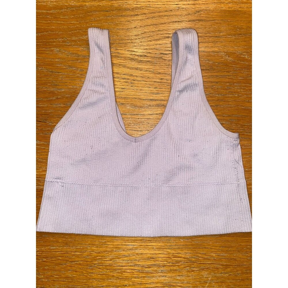 Seamless Ribbed Light Purple Cropped Tank Top For Women